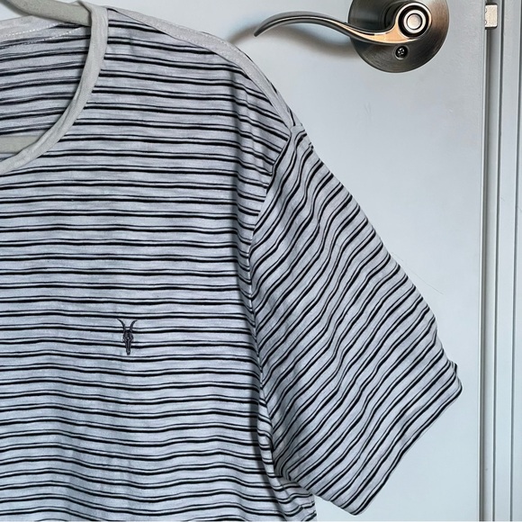 All Saints Gray White Striped Crewneck Short Sleeve T-Shirt - 29953 - Picture 5 of 14